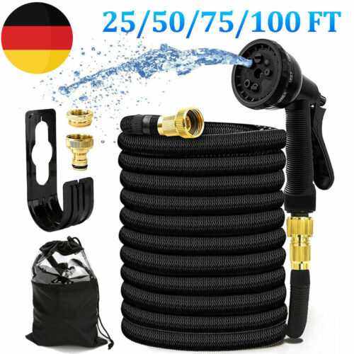 Flexibler Gartenschlauch Dehnbarer Wasserschlauch Flexischlauch 7.5-30m Bewässer
