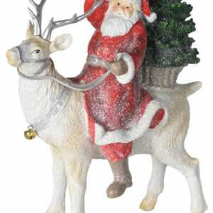 Weihnachtsmann auf Rentier Figur Nikolaus Dekofigur Santa Claus Weihnachtsfigur