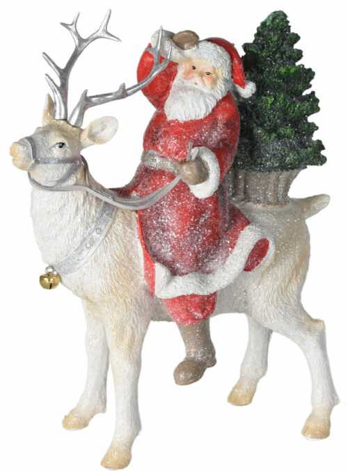 Weihnachtsmann auf Rentier Figur Nikolaus Dekofigur Santa Claus Weihnachtsfigur