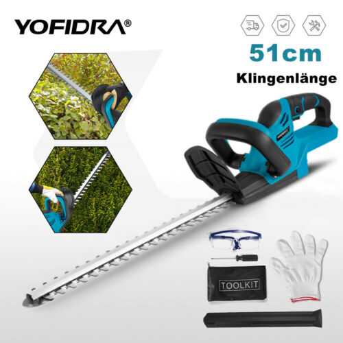 18V Akku Heckenschere Hecken & Strauchschere 51cm Schnittlänge Inkl. Handschuhe