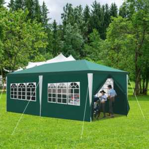 Pavillon 3x3m 3x6m Gartenzelt Partyzelt Wasserdicht UV Schutz mit Fenstern weiß
