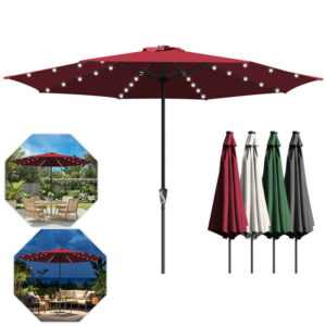 Sonnenschirm Schirm Ø2.7m/Ø3.5m UV40+ Gartenschirm LED Solar Terrasse UV-Schutz
