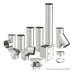 Sanierungsschornstein, einwandiger Edelstahlschornstein 130mm im Set -