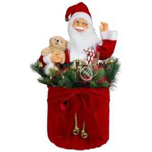 Weihnachtsmann im Sack 60cm rot Deko Figur Weihnachten LED Musik bewegt sich