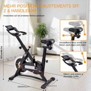 Heimtrainer bis 120KG Fitness Bike Fahrrad Schwungrad leisem Magnetwiderstand