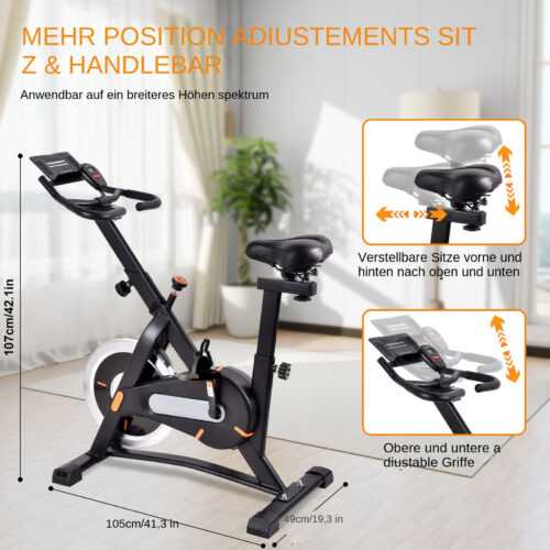Heimtrainer bis 120KG Fitness Bike Fahrrad Schwungrad leisem Magnetwiderstand