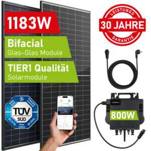 Balkonkraftwerk 1183 Watt Bifacial 910 800 Watt komplettset Solaranlage Bifazial