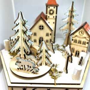 Handgefertigte Holz Musical Dorf Carol Sänger Tischdekoration