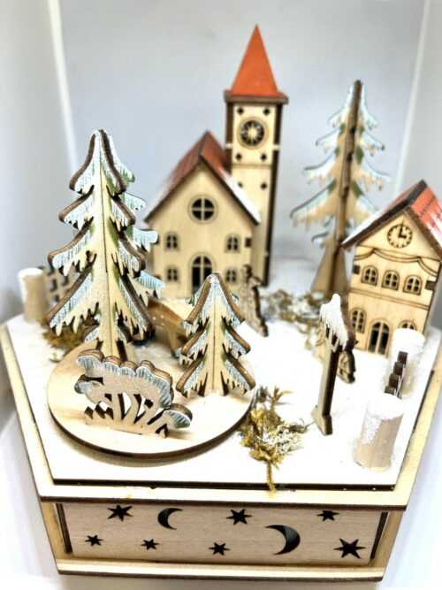 Handgefertigte Holz Musical Dorf Carol Sänger Tischdekoration
