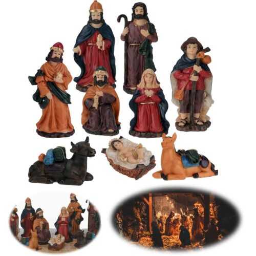 XL Krippenfiguren Set 9 Figuren Weihnachten Krippe 15cm Maria Josef Jesus Schaf