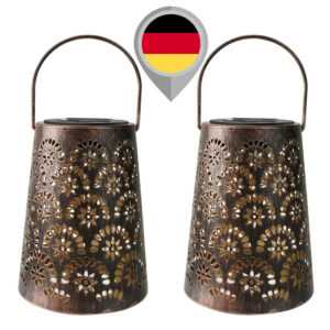 2X LED Solar Laterne Gartenleuchte Gartenlampe Solarleuchte Solarlampe Terrasse