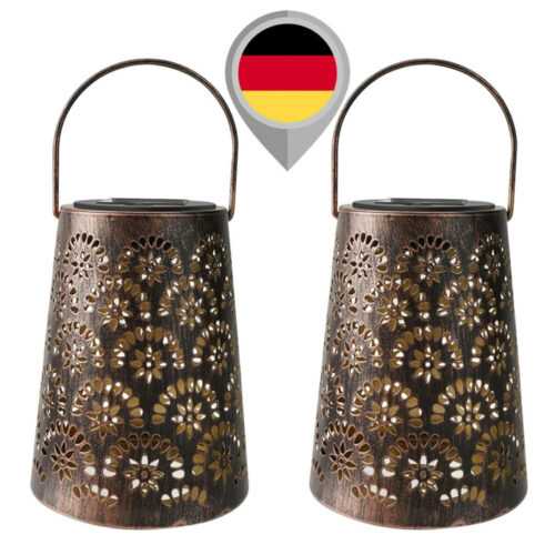 2X LED Solar Laterne Gartenleuchte Gartenlampe Solarleuchte Solarlampe Terrasse