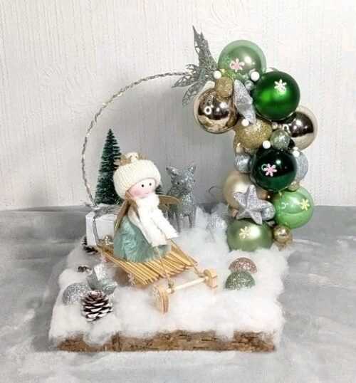 Tischgesteck, Fenster Deko, Weihnachtsgesteck beleuchtet, Adventsgesteck