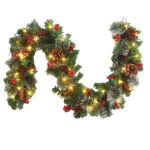 1 Stück Weihnachtsgirlande mit LED-Lichtern, künstlicher Kranz, Weihnachtsdeko