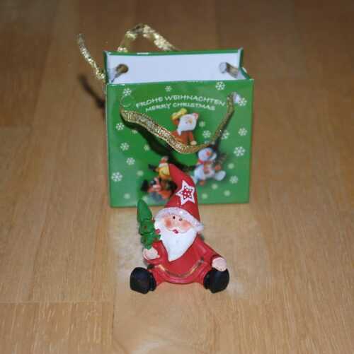 Deko Figur Weihnachtsmann Weihnachtsfigur, Nikolaus mit Baum in Geschenktüte