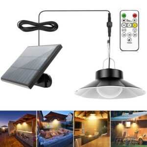 24LED Solarbetriebene Pendelleuchte Industrie mit Fernbedienung Außen Hängelampe