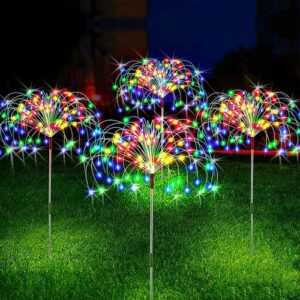 4X120 LED Solarleuchte Feuerwerk Licht Lichterkette Solarlampe Garten Rasenlicht