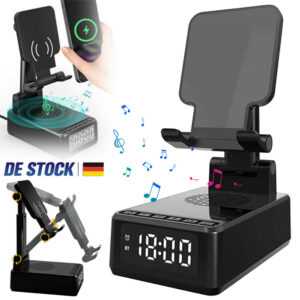 4 in 1 Wireless Charger Ladestation mit Lautsprecher Alarmuhr Kabellos Ladegerät