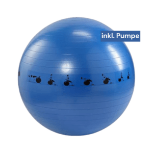 Orbisana Gymnastikball mit Übungen, 65cm, bis 300 kg belastbar, inkl. Pumpe Blau