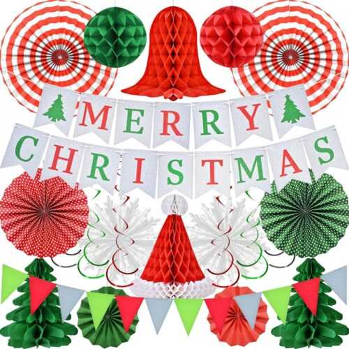 Weihnachtsdeko Set, Wiederverwendbare Weihnachten Deko Papier- Christmas Deco...