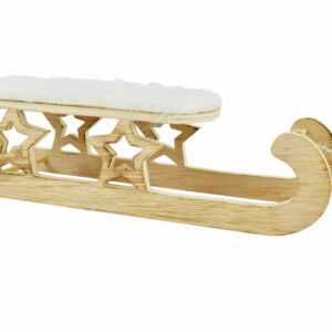Deko Schlitten mit Fell | Holzschlitten Weihnachtsdeko Winterdeko | 10x30 cm