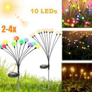 Glühwürmchen Leuchte Solar 10LED Gartenlichter Wasserdicht Firefly Solarlampen~