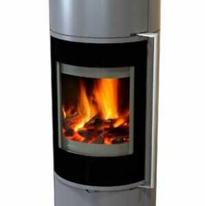 EEK A+ Runder Premium-Kaminofen Ottawa mit Speicherstein, gussgrau - 6,3 kW