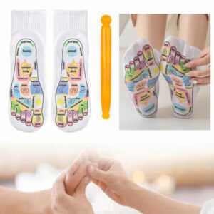 Reflexzonensocken Fußreflexzonen-Akupressursocken + 1 Set Massagegerät