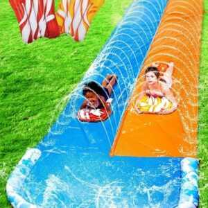 Doppelwasserrutsche mit Sprinkler | Aufblasbar für Kinder & Erwachsene