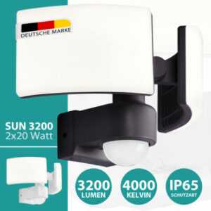 LED Fluter mit Bewegungsmelder doppelt Strahler Wandleuchte Strahler Sensor IP65