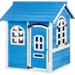 Garten Spielhaus für Kinder Tannenholz blau mit Fenstern Kreidetafel Kokkoni