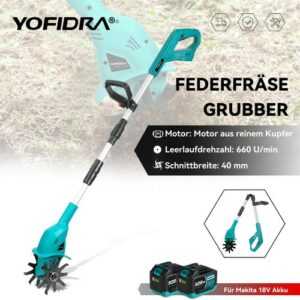 YOFIDRA® Akku Gartenfräse Motorhacke Bodenhacke Kultivator Für Makita 18V Akku