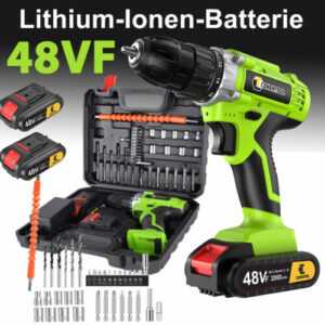 Akkuschrauber Akku-Bohrschrauber 48V 36PCS Set mit 2*2.0Ah Akkus und Ladegerät