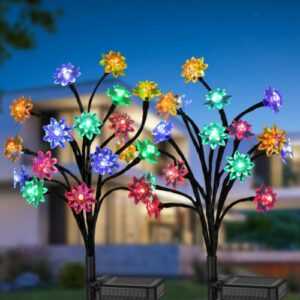 2X Gartenleuchte Gartenlampe Blumen Farbwechsel Solarleuchte Außen Solarlampen