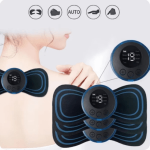 Elektrisches EMS Nackenmassagegerät + 4 Pads tragbar, für Nacken, Rücken, Taille