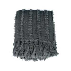 Star Home Wohndecke Strickdecke Zopfmuster Fransen Nala grau