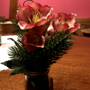 Weihnachtsdeko Christrosen in Glastopf sieht aus wie echt, Höhe 21 cm NEU rosa