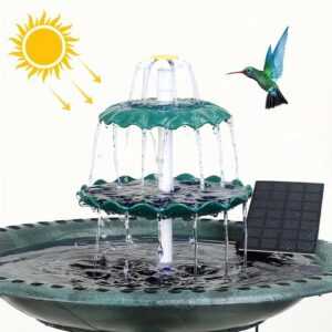 Vogeltränke Sets 3,5W Solar Springbrunnen, 3 Stufige Vogelfütterer für Draußen