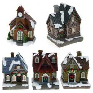 Weihnachtsdorf Winterdorf LED Beleuchtung Set 5 Häuser beleuchtet Weihnachtsdeko
