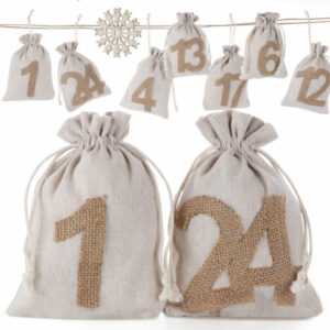 24 Adventskalender zum Befüllen Weihnachtskalender Weihnachten Säckchen 13x18cm