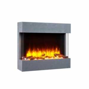 RETOURE Balderia Elektrokamin Alva Grau | Elektrischer Wandkamin mit 3D-Flammen
