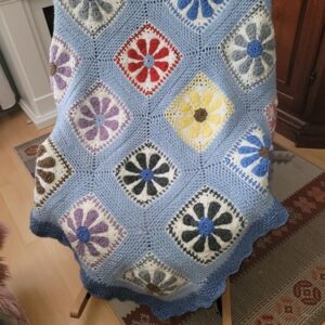 Wohndecke Häkeldecke Patchwork Retro Daisy Granny Style Neu