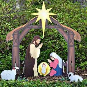 Weihnachtskrippe Weihnachtsdeko Geburt Jesu draußen 2D Höfe Rasen Gartendeko