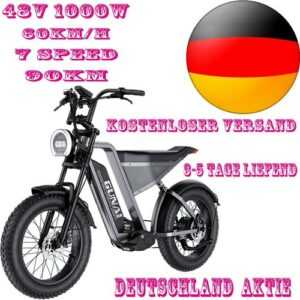 20 Zoll E-Bike GUNAI-Y Elektrofahrrad 1000W 48V 18Ah Fat Tire E-Mountain Bike