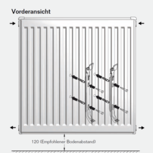 Buderus Kompakt Heizkörper Flachheizkörper Höhe 30 40 50 60 und 90cm mit Halter