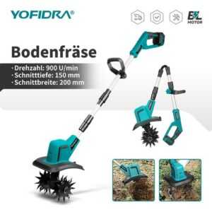 2 Akku Gartenfräse Gartenhacke 1500W Bodenhacke Kultivator Für Makita Bürstenlos