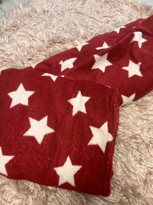 Weiche Kuschelige Wohndecke Sterne Weihnachts Motiv 150x200cm rot