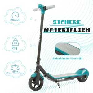E-Scooter Kinder 14km/h Grün LED Licht Bluetooth klappbar Elektroroller ab 6 J