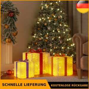 Beleuchtete Geschenkboxen LED Weihnachten Weihnachtsdeko 3 Stk. Warmweiß vidaXL