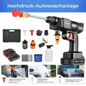 6-in-1 Akku Hochdruckreiniger 200 bar Akkus Mobiler Druckreiniger Spritzpistole